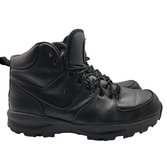 Nike Manoa Mens 9.5 Leather Triple Black Boots Outdoor Hiking 454350-003 main image 8